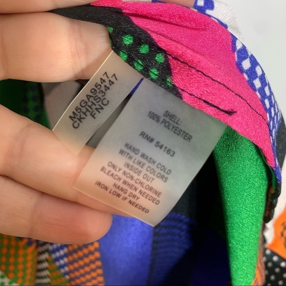 Calvin Klein multicolor long tab sleeve career blouse small women’s professional - Picture 6 of 6